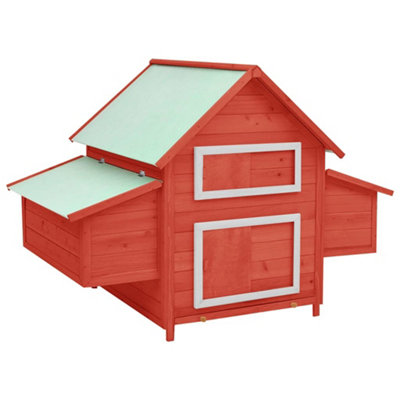 B&Q -  Chicken Coop Red And White 150X96X110 Cm Solid Firwood