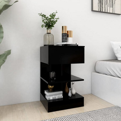 B&Q -  Bedside Cabinet Black 40X35X65 Cm Engineered Wood