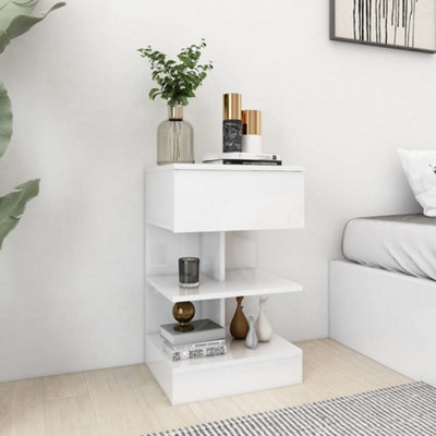 Vidaxl Bedside Cabinet High Gloss White 40X35X65 Cm Engineered Wood Bedside Cabinets from B&Q