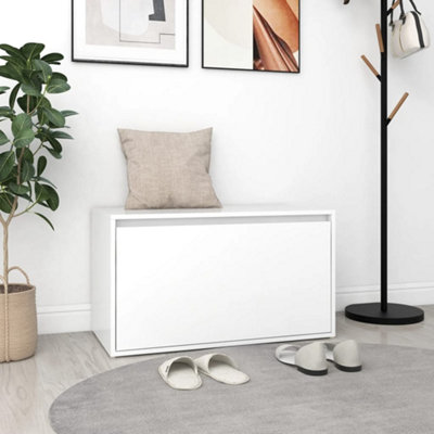 B&Q -  Hall Bench 80X40X45 Cm White Engineered Wood Bench