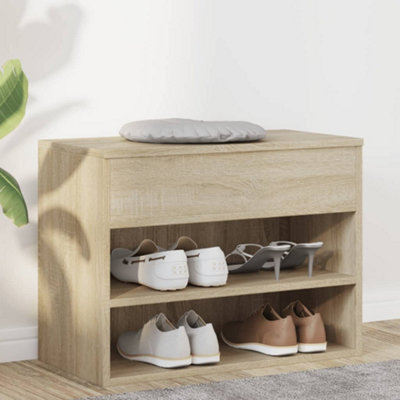 B&Q -  Shoe Bench Sonoma Oak 60X30X45 Cm Engineered Wood