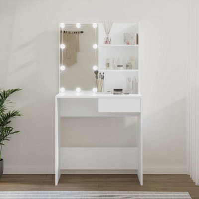 Vidaxl Dressing Table With Led White 74.5X40X141 Cm from B&Q