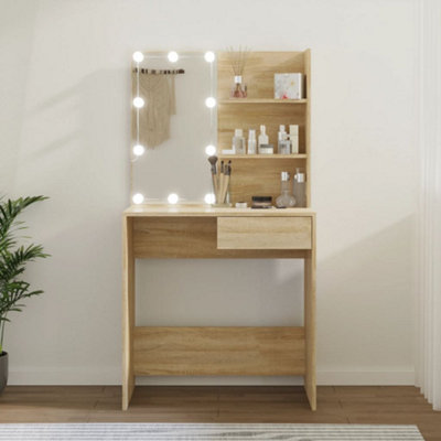 Vidaxl Dressing Table With Led Sonoma Oak 74.5X40X141 Cm Engineered Wood from B&Q