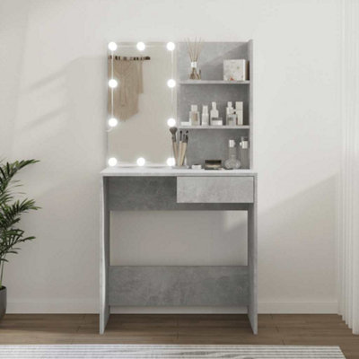 Vidaxl Dressing Table With Led Concrete Grey 74.5X40X141 Cm from B&Q