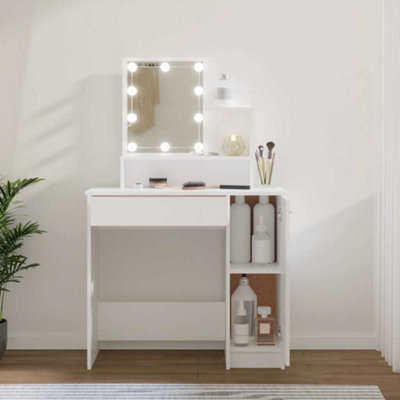 Vidaxl Dressing Table With Led White 86.5X35X136 Cm from B&Q