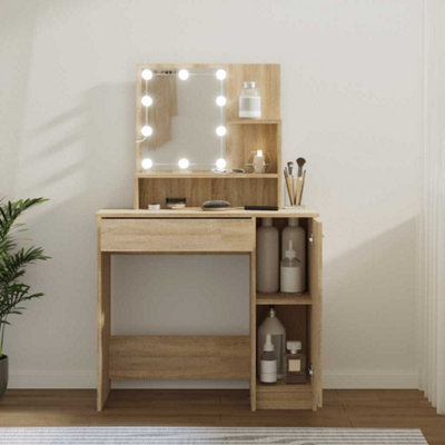 Vidaxl Dressing Table With Led Sonoma Oak 86.5X35X136 Cm from B&Q