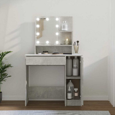 Vidaxl Dressing Table With Led Concrete 86.5X35x136 Cm Grey