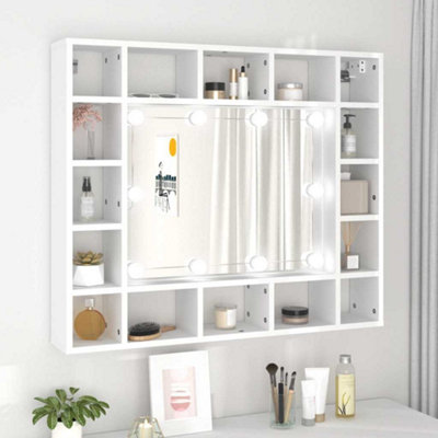 Vidaxl White Mirror Cabinet With Led 91X15x76.5 Cm