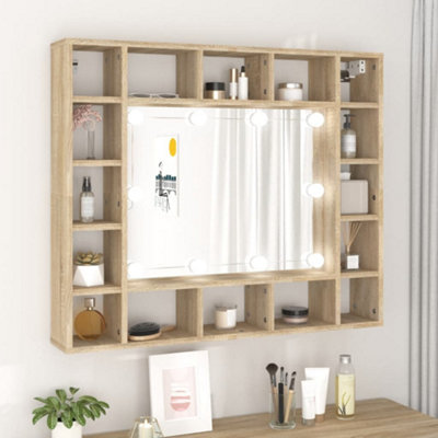 Vidaxl Mirror Cabinet With Led Sonoma Oak 91X15x76.5 Cm