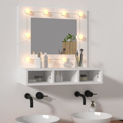 Vidaxl White Mirror Cabinet With Led 60X31.5x62 Cm