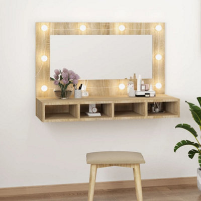 Vidaxl Mirror Cabinet With Led Sonoma Oak 90X31.5X62 Cm from B&Q