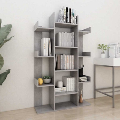 B&Q -  Book Cabinet Concrete Grey 86X25.5X140 Cm Engineered Wood Book Cabinets