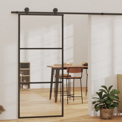Vidaxl Sliding Door With Hardware Set Esg Glass&Aluminium 90X205 Cm Sliding Doors