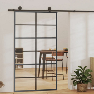 Vidaxl Sliding Door With Hardware Set Esg Glass&Aluminium 102X205 Cm Sliding Doors