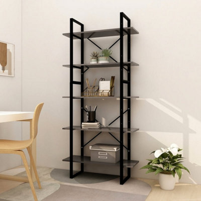 Vidaxl 5-Tier Book Cabinet 80X30x175 Cm Engineered Wood Book Cabinets Grey