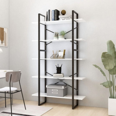 B&Q -  5-Tier Book Cabinet White 100X30X175 Cm Engineered Wood