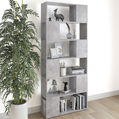 Vidaxl Book Cabinet Room Divider Concrete 80X24x186 Cm Engineered Wood Book Cabinet Room Dividers Grey