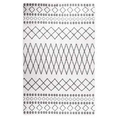 B&Q -  Rug Washable 80X150 Cm Black And White Anti Slip
