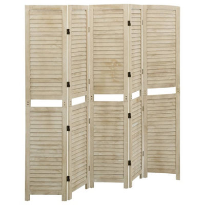 B&Q -  5-Panel Room Divider 175X165 Cm Solid Wood Paulownia
