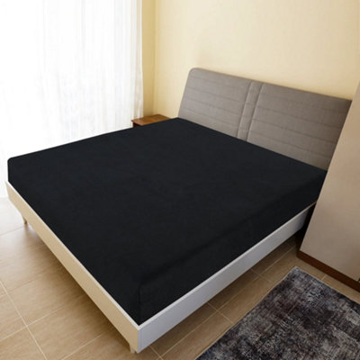 B&Q -  Jersey Fitted Sheets 2 Pcs Black 160X200 Cm Cotton