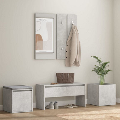 VidaXL Hallway Furniture Set Engineered Wood Grey - Image 3