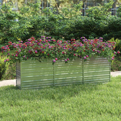 B&Q -  Garden Raised Bed 240X40X77 Cm Galvanized Steel Silver