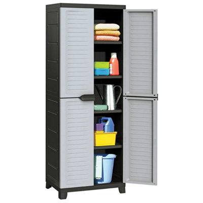 Vidaxl Plastic Cabinet Grey 65x45x181 cm - 5 Shelves - Lockable - Image 3