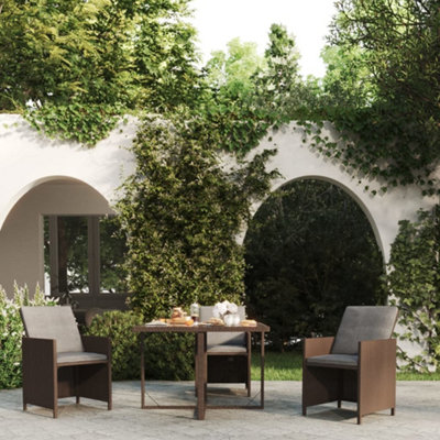Vidaxl Brown Garden Table 109X107x74 Cm Poly Rattan And Glass
