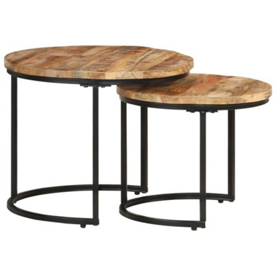 Vidaxl Nesting Tables 2 Pcs Rough Mango Wood Nesting Tables from B&Q