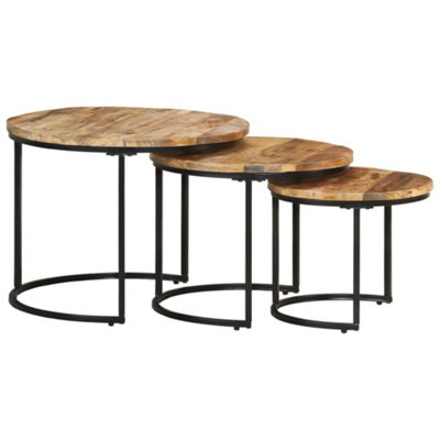 Vidaxl Nesting Tables 3 Pcs Rough Mango Wood from B&Q