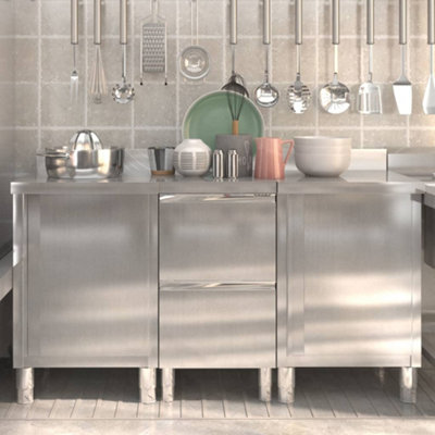 B&Q -  Commercial Kitchen Cabinets 3 Pcs Stainless Steel