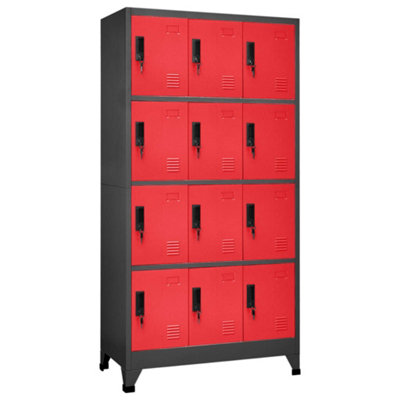 Vidaxl Locker Cabinet Anthracite And Red 90X45X180 Cm Steel from B&Q