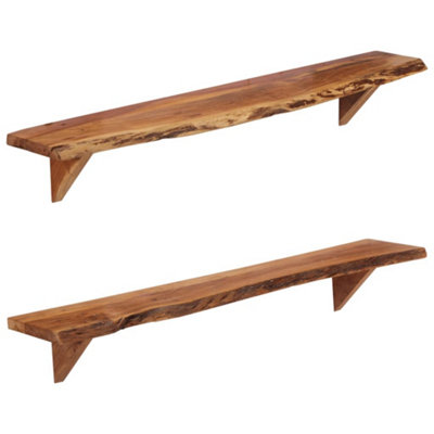 B&Q -  Wall Shelves 2 Pcs 110X20X18 Cm Solid Wood Acacia