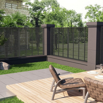 Vidaxl Louver Fence Wpc 180X180 Cm Dark Grey from B&Q