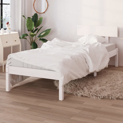 Vidaxl Bed Frame Without Mattress White Solid Wood 90X200 Cm from B&Q