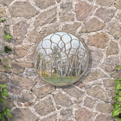 Vidaxl Garden Mirror Sand 60X3 Cm Iron Round For Outdoor Use