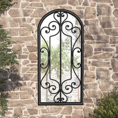 Vidaxl Garden Mirror Black 100X45 Cm Iron For Outdoor Use from B&Q