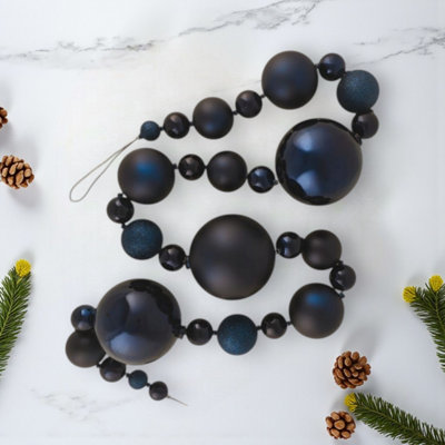 Glittered Navy Bauble Christmas Garland from B&Q