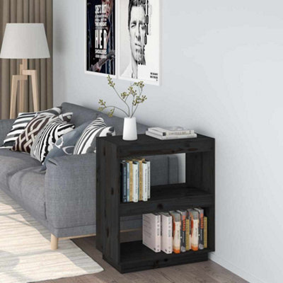 B&Q -  Book Cabinet Black 60X35X71 Cm Solid Wood Pine