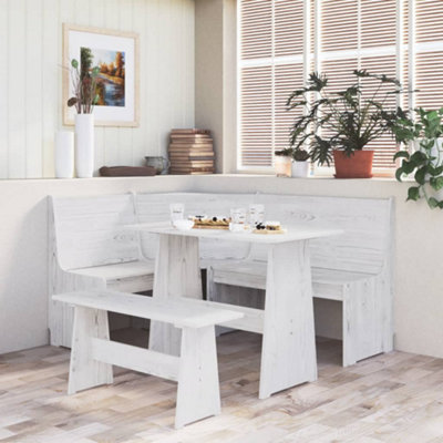 Vidaxl 3 Piece Dining Set Reine Solid Wood Pine White