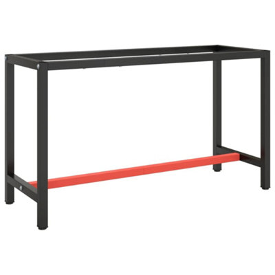 Vidaxl Black/Red Work Bench Frame Matte And Matte 140X50x79 Cm Metal Work Bench Frames
