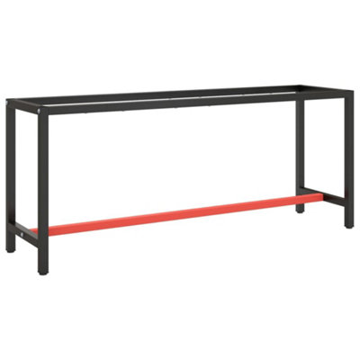 Vidaxl Black/Red Work Bench Frame Matte And Matte 190X50x79 Cm Metal Work Bench Frames