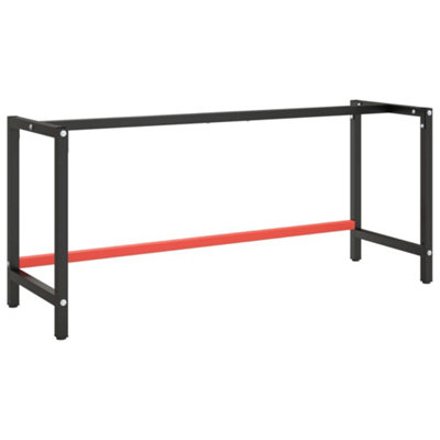 Vidaxl Black/Red Work Bench Frame Matte And Matte 180X57x79 Cm Metal Work Bench Frames