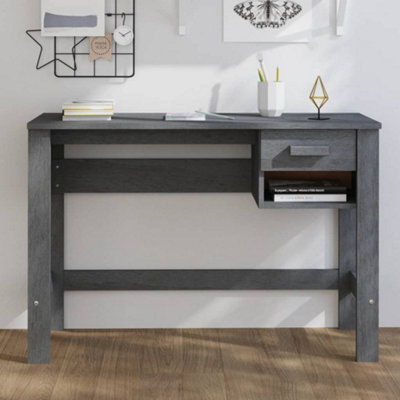 B&Q -  Desk Hamar Dark Grey 110X40X75 Cm Solid Wood Pine Desks