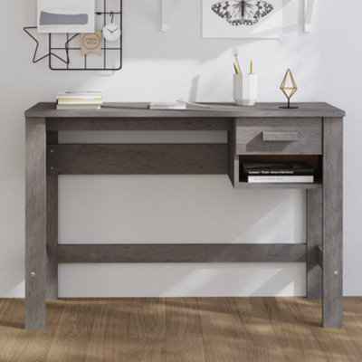 B&Q -  Desk Hamar Light Grey 110X40X75 Cm Solid Wood Pine Desks