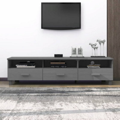 Vidaxl Tv Cabinet Hamar Dark Grey 158X40X40 Cm Solid Wood Pine from B&Q