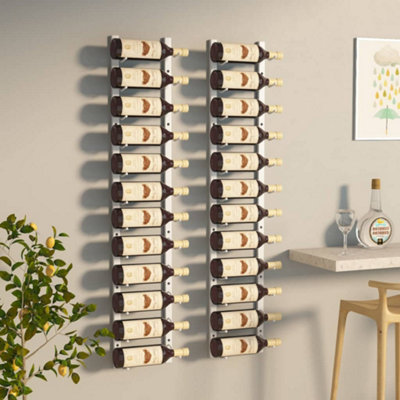B&Q -  Wall Mounted Wine Rack For 12 Bottles 2 Pcs White Iron