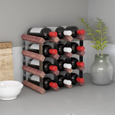 B&Q -  Wine Rack For 12 Bottles Brown Solid Wood Pine