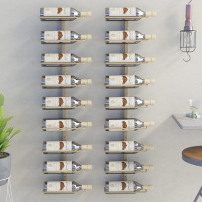 Vidaxl Wall-Mounted Wine Rack For 9 Bottles 2 Pcs Gold Iron from B&Q