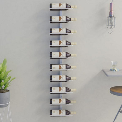 Vidaxl Wall-Mounted Wine Rack For 10 Bottles White Metal from B&Q